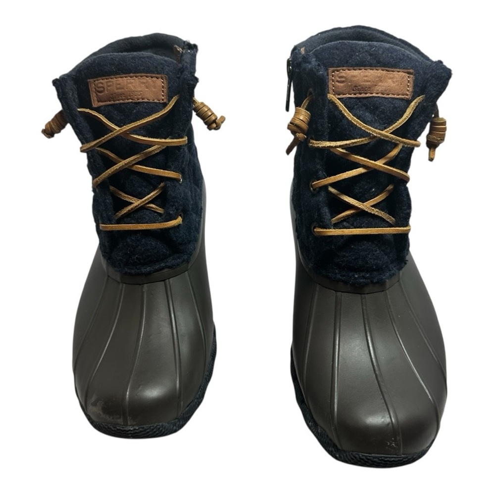 Sperry Top Sider Waterproof Duck Boots Navy Quilted Side Zip‎ Women's Size 6 M